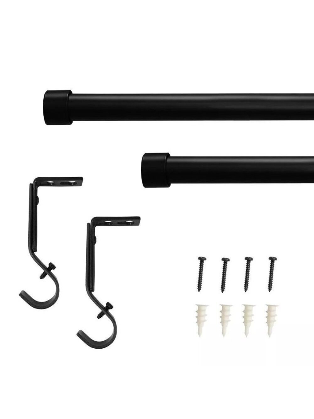 Lumi Home Matte Black Finish Expandable Curtain Rod w/ Hardware 36" - 66" Length